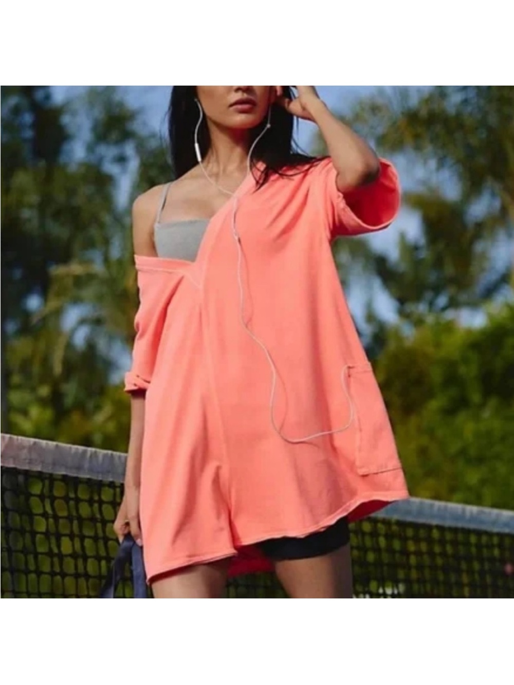 FP Movement Hot Shot Tee Romper in Neon Coral XS